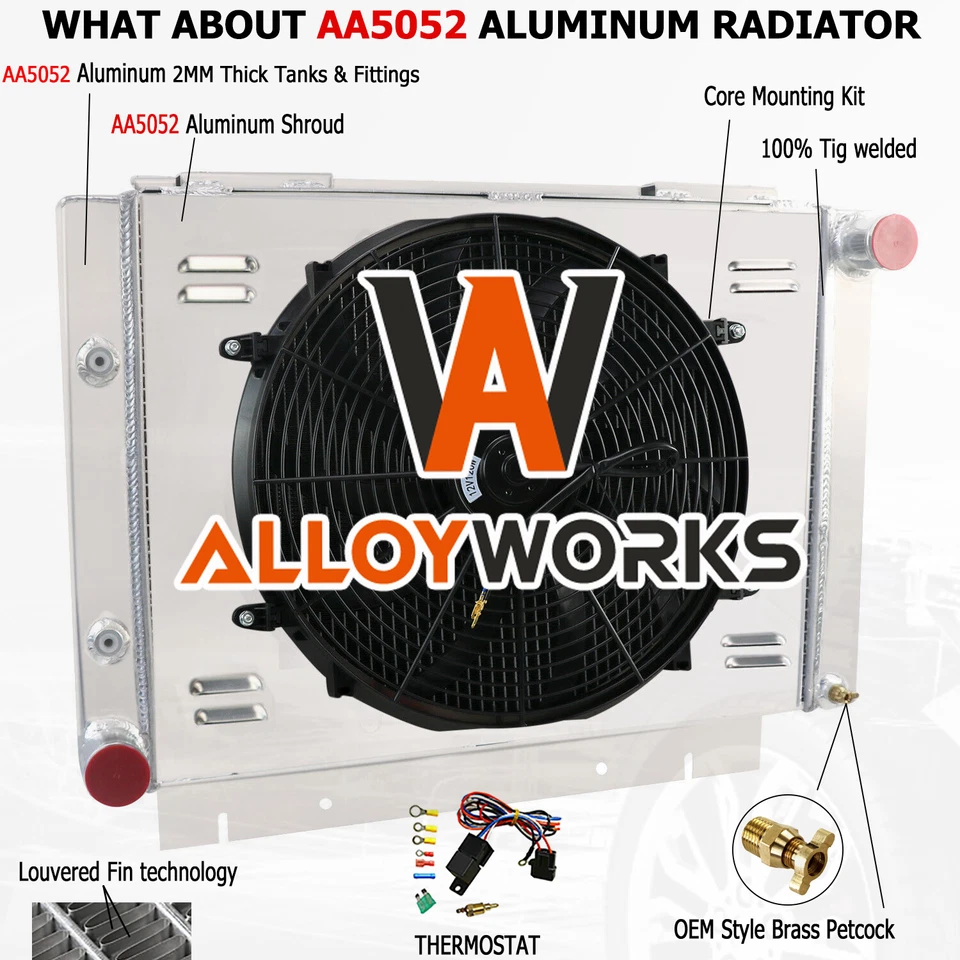 4-Row Core Radiator Shroud Fan Relay For 1960-1963 Ford Galaxie 500 L6 V8 AT MT - Image 2 of 4