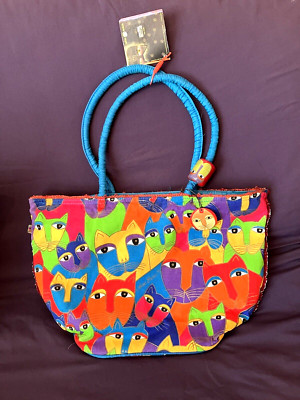 VTG Laurel Burch Large Feline Friends Tote, Great Cond. NWT. 13x19''