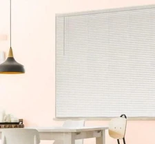 White Cordless Room Darkening 1" Vinyl Mini Blind Window or Door 43.5"W x 48"L