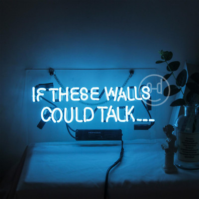IF THESE WALLS COULD TALK Glass Neon Light Sign Bedroom Wall Hanging Gift 14''x9''