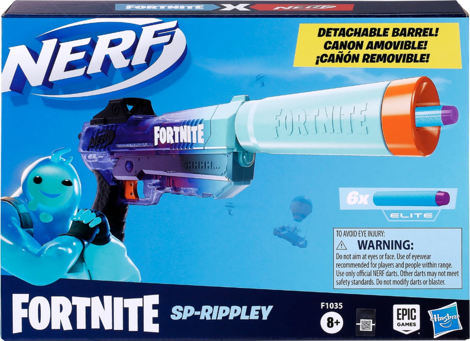 New! Nerf Fortnite SP-Rippley Elite Dart Blaster w/ Removable Barrel Attachment