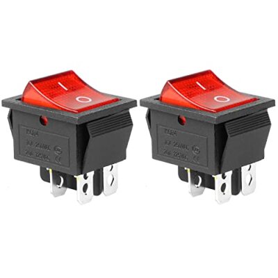 2Pcs AC 20A/125V 15A/250V DPST 4 Pins 2 Position ON/Off Boat Rocker Toggle Sw...
