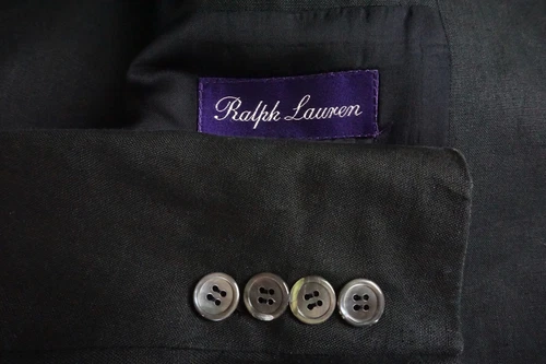 Ralph Lauren Purple Label RLPL Black 100% Linen Sport Coat Jacket Sz 46R