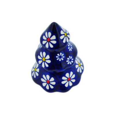 Polish Pottery Christmas Tree Figurine 5'' Daisy Jazz UNIKAT