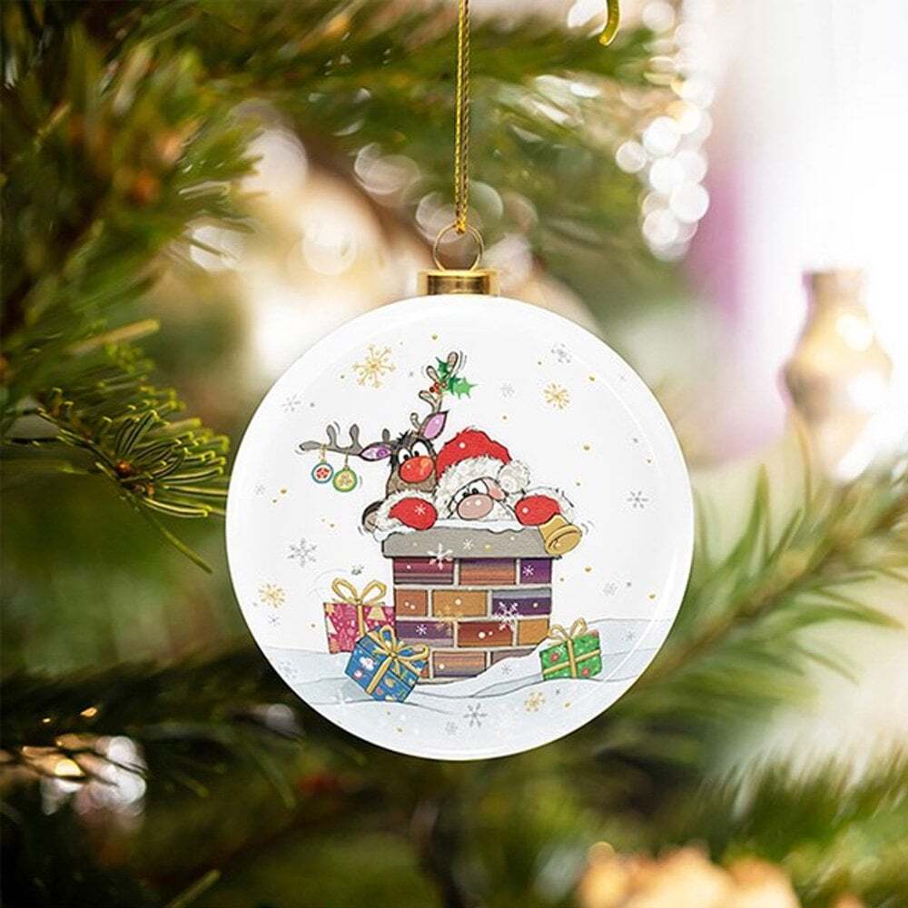 Lesser & Pavey Xmas Bug Art Santa Baubles Set Of 6 54142