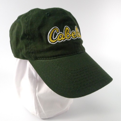 Cabela's Mens Green Adjustable Baseball Cap Hat Cotton Embroidered logo EUC
