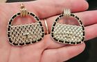 gold leather woven chain 2021 collection Rare Chanel Bag Purse shaped earrings,