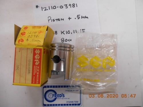Vintage Suzuki #12110-03981 piston (+.5mm) for 80 cc,K10,K11,K15 models 1968 - Picture 3 of 3