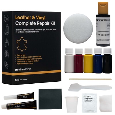Leder Reparatur Set für Kratzer Abschürfungen Risse Brüche Ausbleichungen.