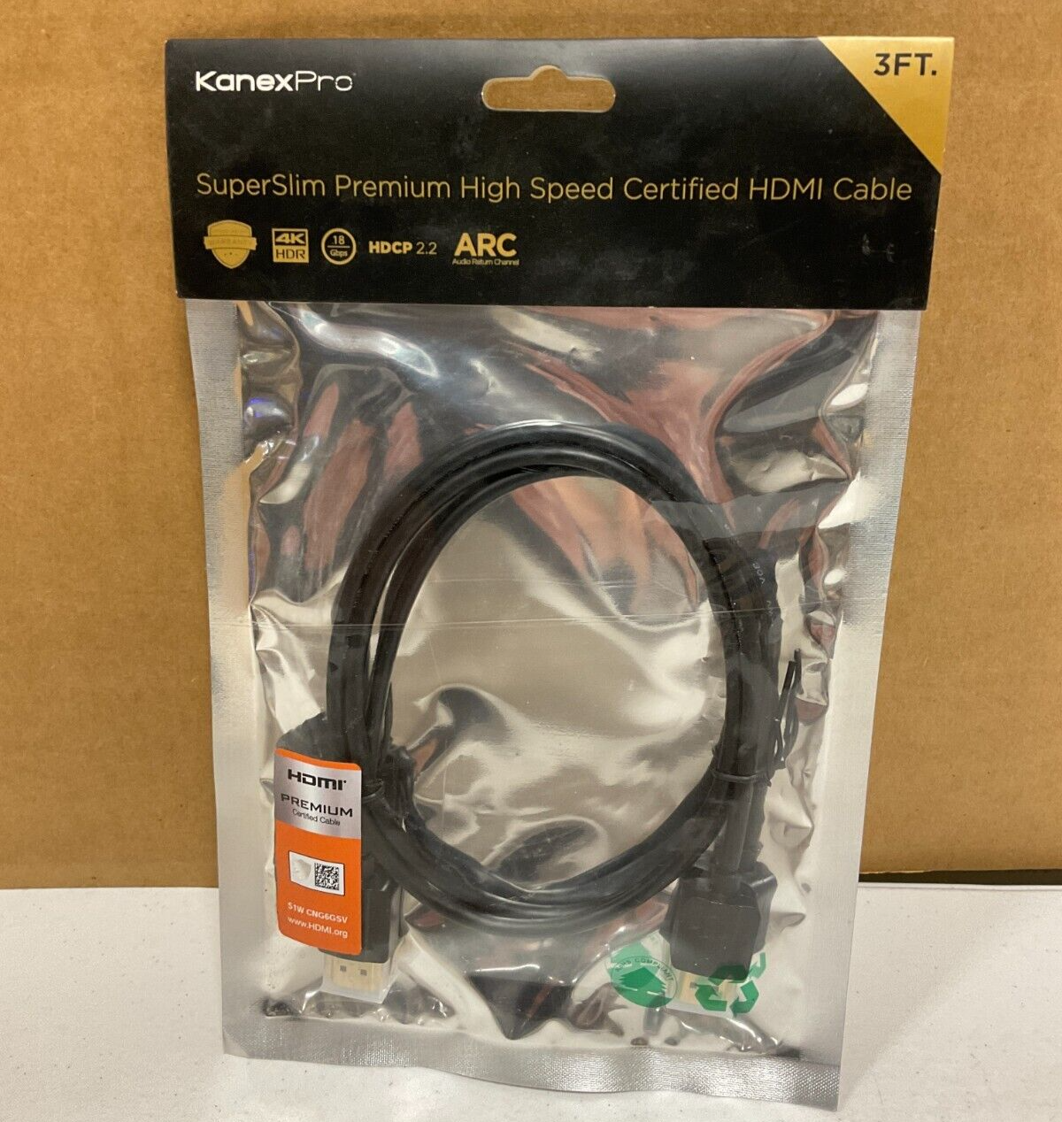 KanexPro 3ft HDMI Cable with Ethernet Certified & Brand New-image