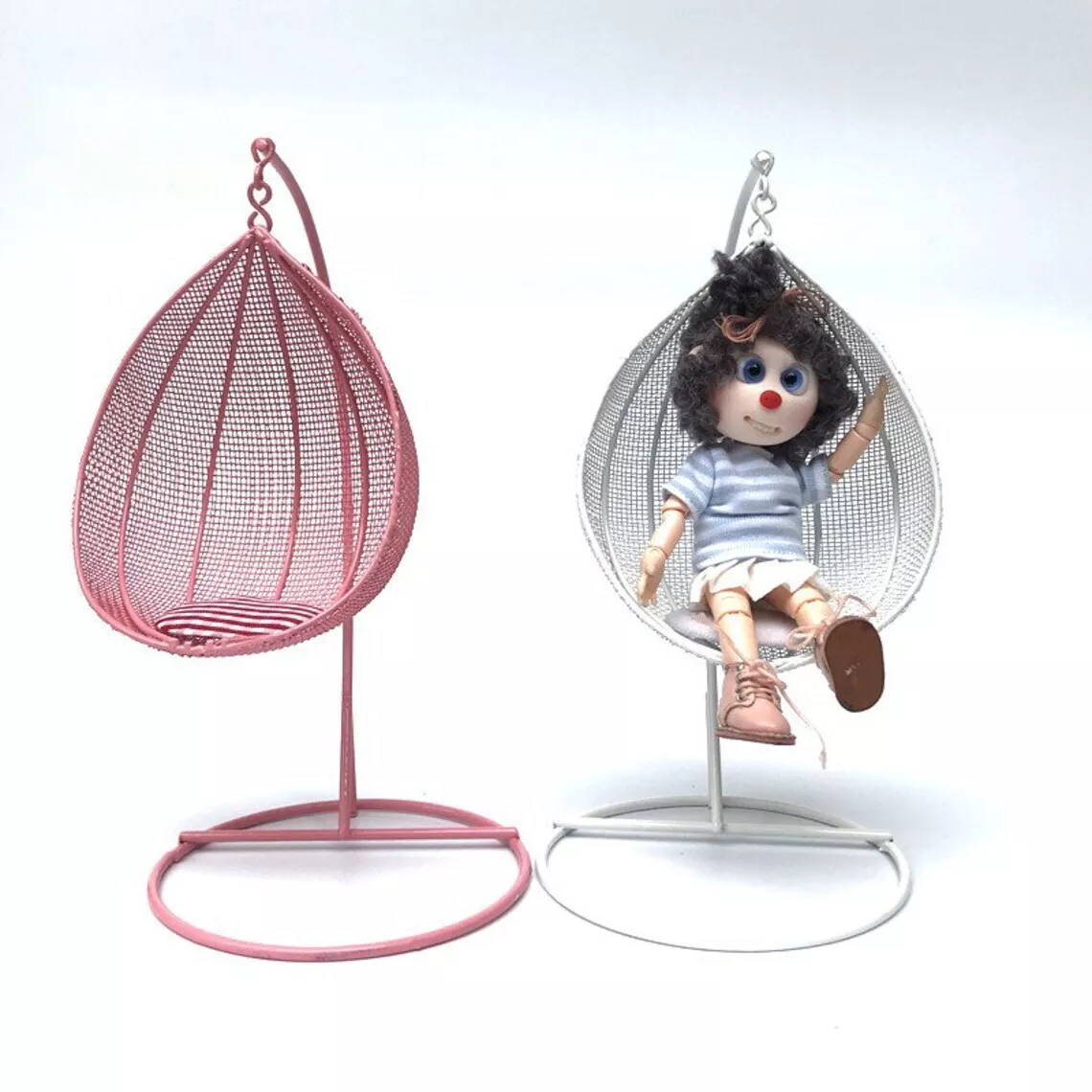 Dollhouse Miniature Swing Hanging Egg Chair Dolls House 1/12 Hammock  furniture