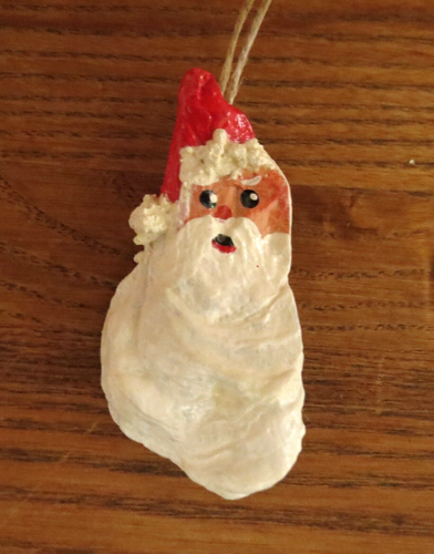 Guscio di ostrica dipinto a mano testa di Babbo Natale addobbi natalizi - Foto 4 di 5