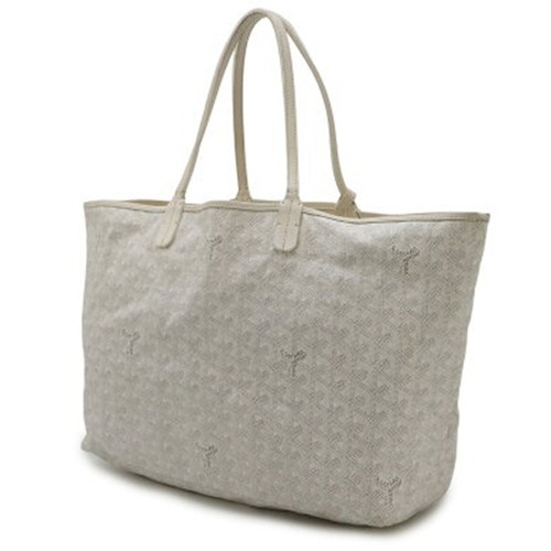 GOYARD Saint Louis PM Tote Bag Handbag Coated Canvas Leather White Gray Used - Picture 2 of 9