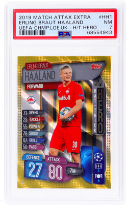 2019 Topps Match Attax Extra UEFA Champions League Erling Braut Haland PSA 7