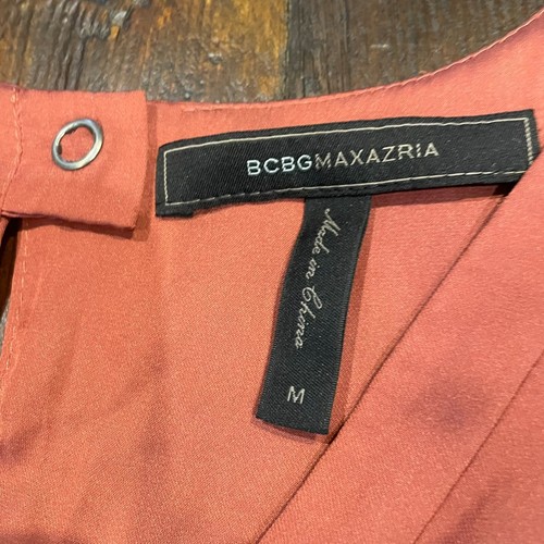 BCBGMAXAZRIA Womens Medium playsuit Mikah Satin Break Romper Pink Orange - Picture 3 of 12