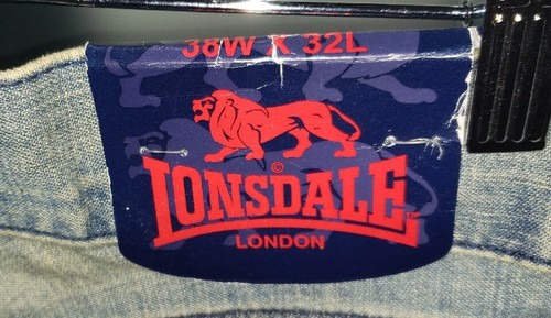 NEW LONSDALE VINTAGE BLUE JEANS PANTS TAG 38X32 UNIQUE BUTTON FLY 40X32 ACTUAL - Picture 2 of 8