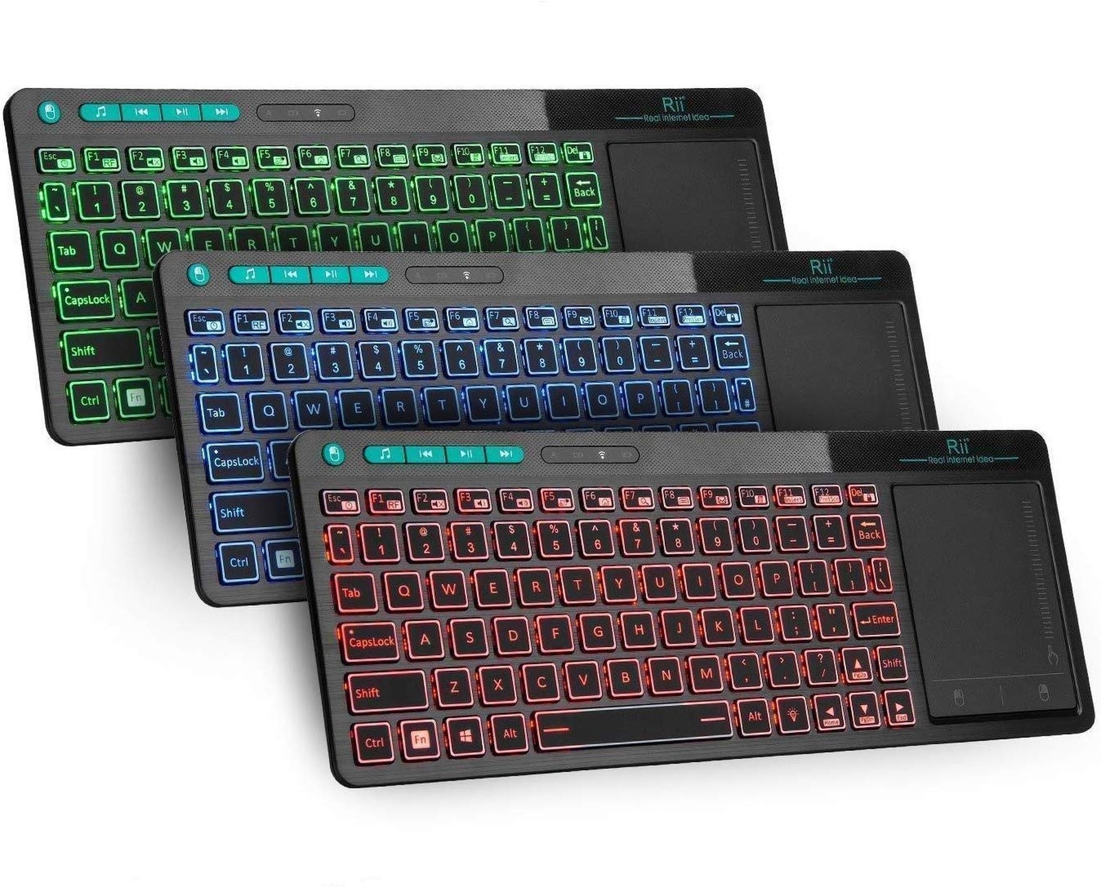 Rii K18 Plus Wireless 3-LED Color Backlit Multimedia Keyboar