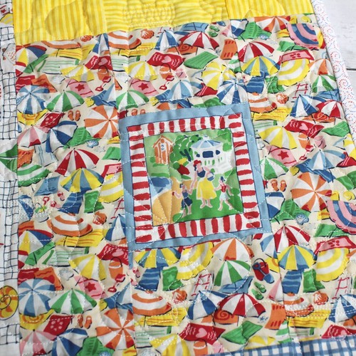 Vintage Handmade Patchwork Quilt Cotton Beach Ocean Seaside Theme - Picture 21 of 23