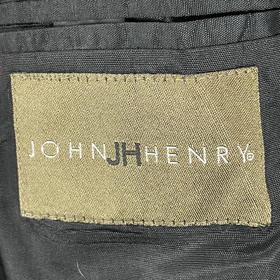 John Henry Black Pebbled Wool Suit 2 Piece Set Blazer Ventless 3 Button Size 48R - Image 4 of 4