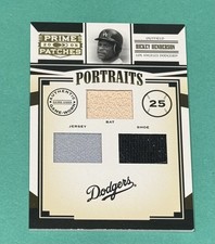 2005 DONRUSS PRIME PATCHES RICKEY HENDERSON TRIPLE GU RELIC /150 SHOE BAT JERSEY
