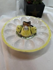 Vintage 1950’s Deviled Egg Platter Chicken  Baby Chicks Salt Peper Japan Easter