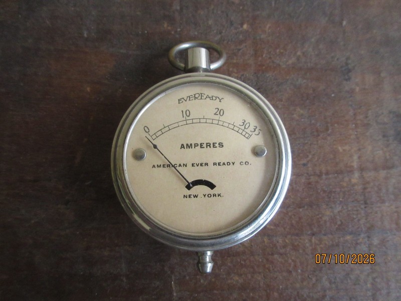 VTG American Eveready Pocket Watch Meter Amperes Guage Untested Ever Ready Co.