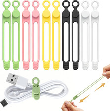10 Pcs Silicone Cable Ties, Reusable Data Cable Organizer for Home Office