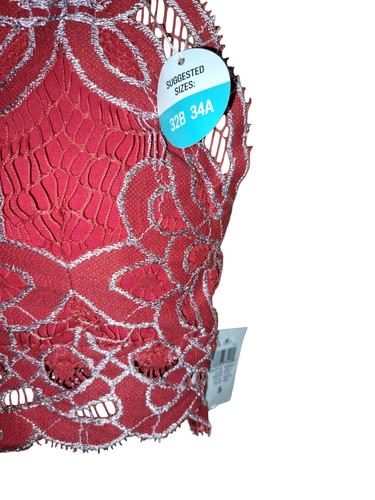 Bralette True by rue21 Rojo Encaje Pequeño Tirantes Acolchado Top Corto Festival Lencería - Imagen 5 de 8