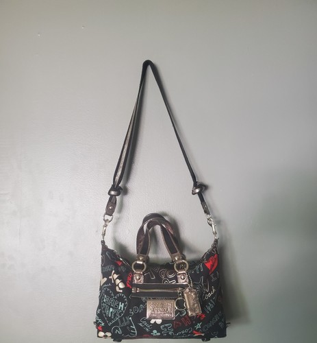 Coach Poppy Black Graphic Vintage Y2K 2000’s Bag Hobo Purse Schultertasche