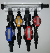 Clear Acrylic 4 Port Soft Wash Mixing Proportioner w/ 1-inch Metering Valves