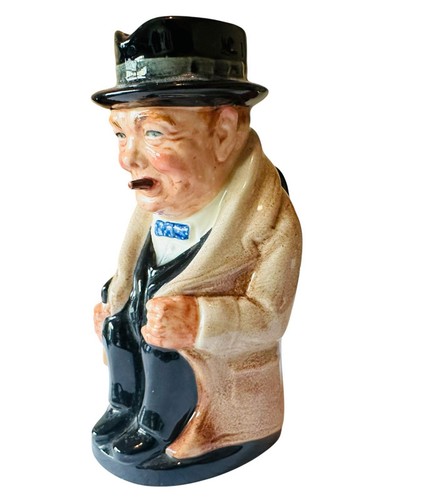 Vintage Royal Doulton Porcelain Winston Churchill 5.5" Toby Jug Pitcher England