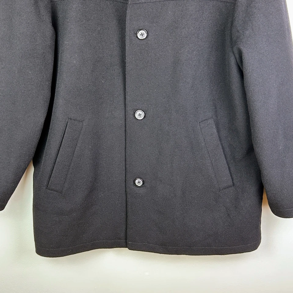Roundtree & Yorke Men's Wool Overcoat Jacket Collared Button Front Coat Black L - Image 3 of 4