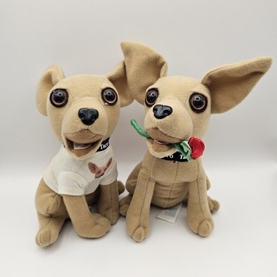 TWO Vintage TACO BELL Plush Talking ''Yo Qiero'' CHIHUAHUA Dogs