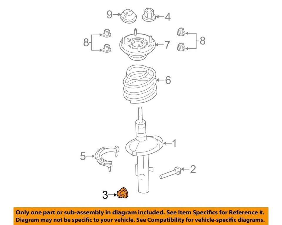 Paquete de 4 tuercas de puntal originales Ford OEM 2008-2012 Taurus W710015-S440 Foto 3 de 4