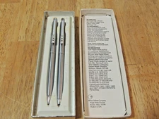 Vintage Paper Mate Double Heart Slim Profile Chrome Pen & Pencil Set with box US