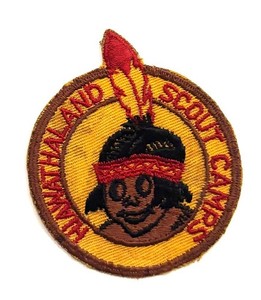 Hiawathaland Scout Camps patch; cut edge twill patch