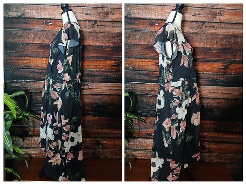 City Chic Dress Plus Size 20 Winter Jasmine Midi Faux Wrap Hi-Low Flutter NWT - Picture 3 of 11