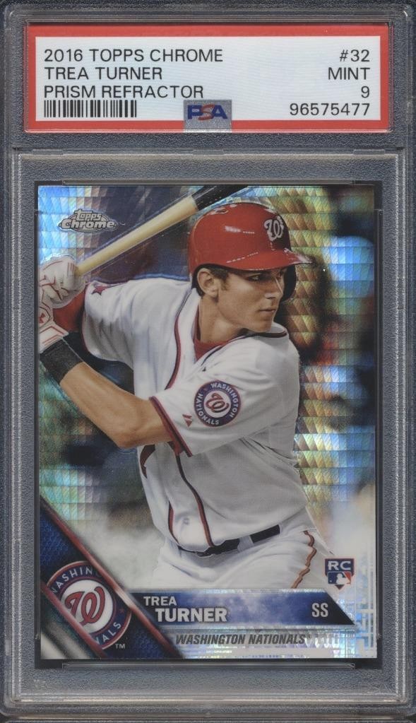 2016 Topps Chrome Trea Turner Prism Refractor #32 PSA 9 e10
