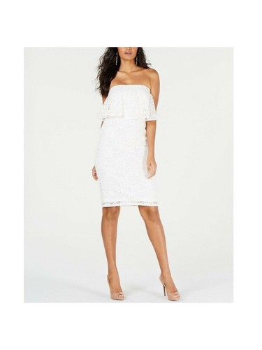 THALIA SODI Womens White Off Shoulder Knee Length Formal Body Con Dress L