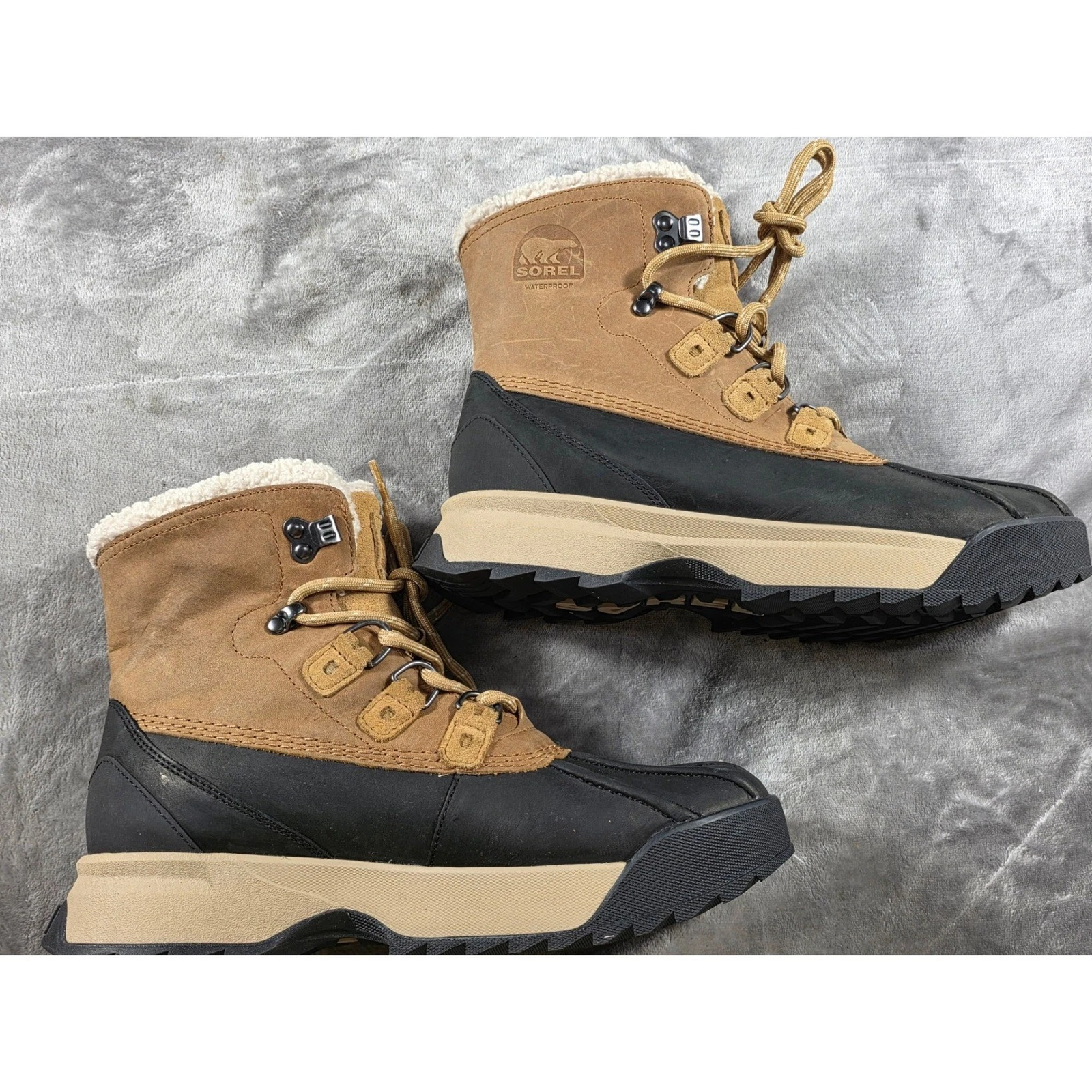 Sorel Scout 87 Lux WP Boots Mens 10 Caribou Buff Black Waterproof Insulated NEW