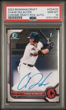 2022 Bowman Draft Chrome Autographs Chase Delauter 1st Auto #CDA-CD PSA 10