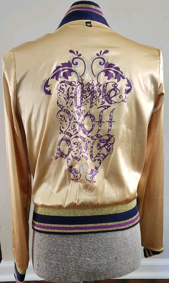Girls Apple Bottoms Satin Jacket Gold/Purple Sparkle Zippered Youth  Size L   - Image 2 of 4