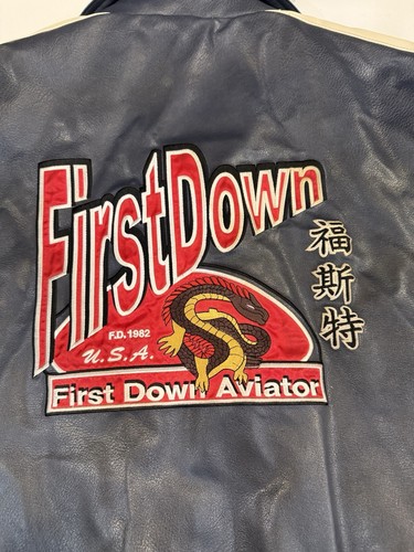 VINTAGE First Down Aviator Sixty Four Men’s Size XXL PVC Casting Leather Jacket - Picture 3 of 12