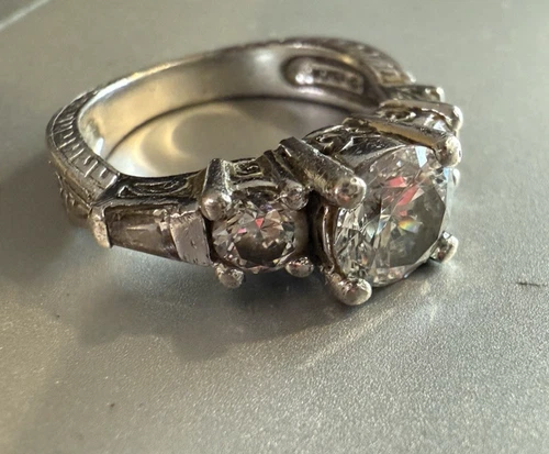 Vintage, Sterling Silver, CZ Ring,4.4g Engagement Ring, Korea size 5.5