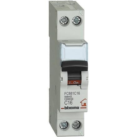 Interruttore Magnetotermico Modulare C16 1P+N 1M 4500A ( BTICINO cod. FC881C16 ) - Foto 1 di 1