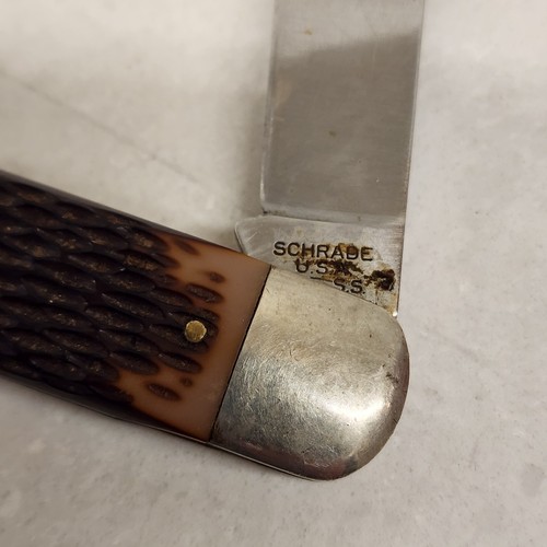 Schrade Walden USA Riggers Rope Knife, Jigged Brown Composite Handles + - Picture 2 of 10