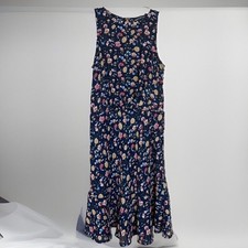 J.Crew Mercantile Floral Dress Women 00 Navy Blue Sleeveless Fit Flare Summer