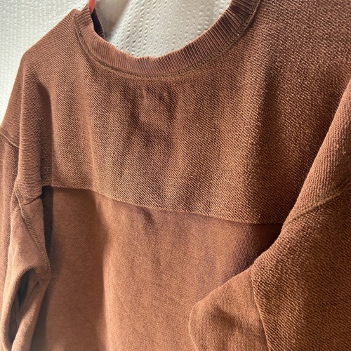 Aerie Cropped Crew Neck French Terry Pullover Distressed Burnt Orange Women’s LG - Picture 6 of 8