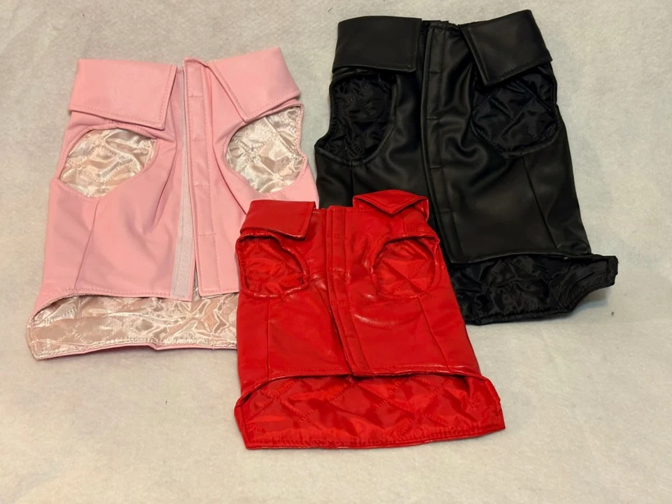 BLACK, RED, PINK PU Leather Pet Dog Vest - Image 2 of 4