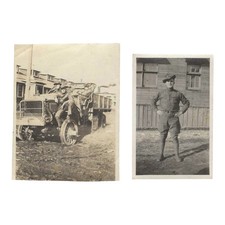 Vintage Snapshot Photo Lot WWI Soldiers Military Truck Barracks 1910s Military